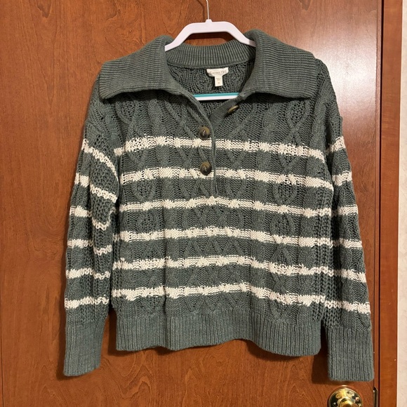 Garnet Hill Linen & Organic-Cotton Button-Detail Sweater - Picture 2 of 6